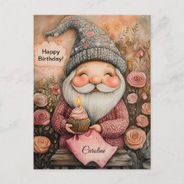 Postal Diseño de cumpleaños de gnomo personalizable