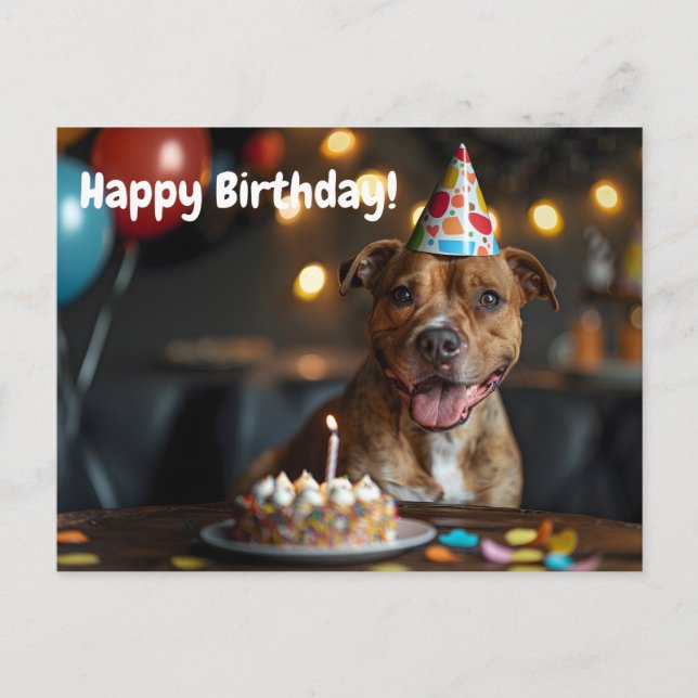 Postal Diseño de cumpleaños de Staffordshire bull terrier (Anverso)