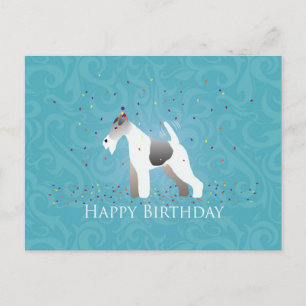 Postal Diseño de cumpleaños de Wire Fox Terrier Silhouett