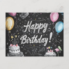 Postal diseño de cumpleaños estilo pizarra