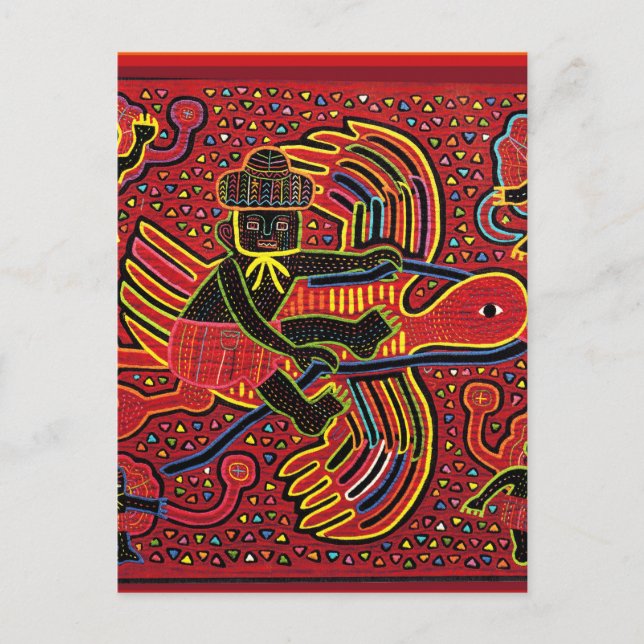 Postal Diseño de Cuna Indio Cigüeña Trayendo Bebé (Anverso)