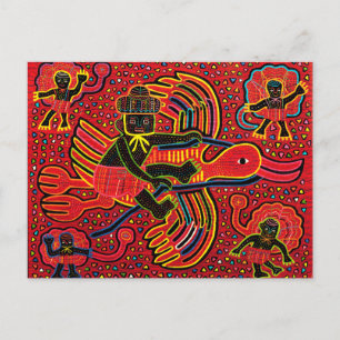 Postal Diseño de Cuna Indio Cigüeña Trayendo Bebé