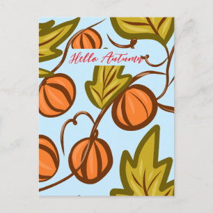 Postal Diseño de dibujo de mano para la calabaza de otoño