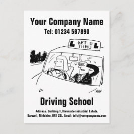 Postal Diseño de dibujos animados de escuela de conducció
