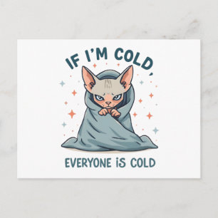 Postal Diseño de dibujos animados de humor frío de gato S