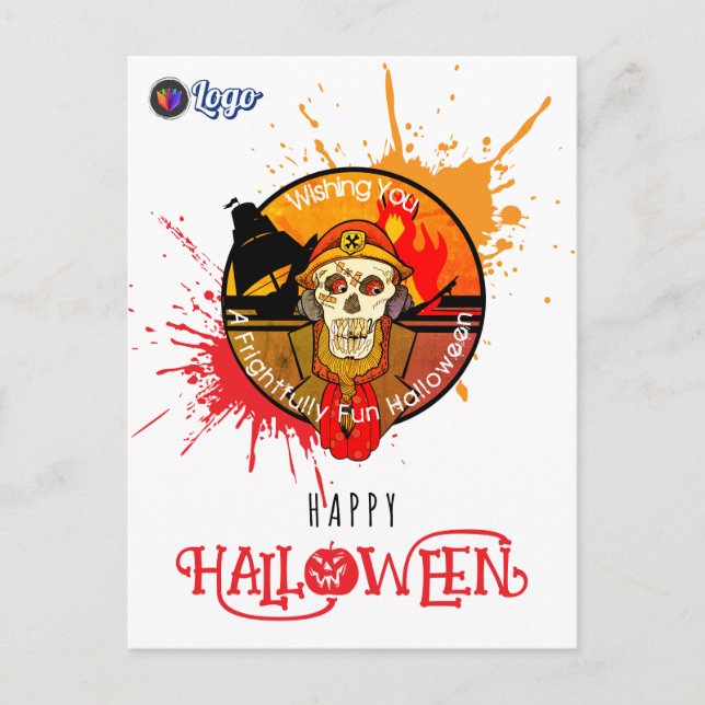Postal Diseño de disfraces de terror de Halloween para so (Anverso)