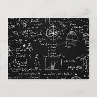 Postal Diseño de ecuaciones de pizarra de matemáticas y f