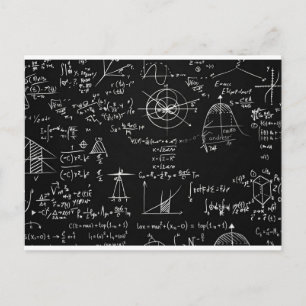 Postal Diseño de ecuaciones de pizarra de matemáticas y f