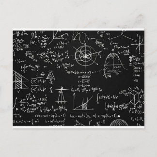 Postal Diseño de ecuaciones de pizarra de matemáticas y f