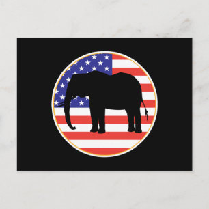 Postal diseño de elefante símbolo republicano