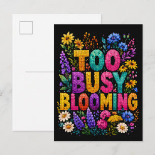 Postal Diseño de estilo geométrico demasiado ocupado flor