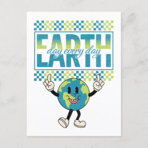 Postal Diseño de estilo retro del Día de la Tierra todos