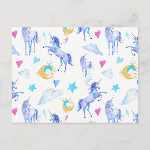 Postal Diseño de fantasía de color acuático con patrón de