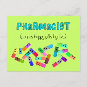 Postal Diseño de farmacia "Happy Pills"