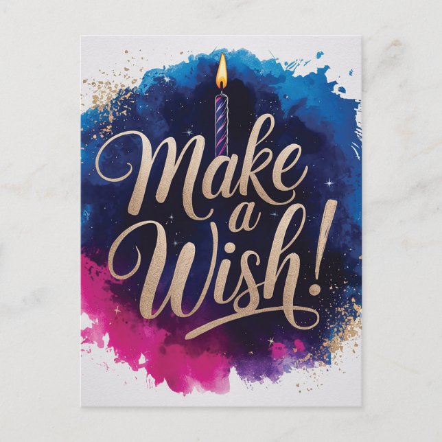Postal Diseño de Feliz Cumpleaños Neon (Anverso)