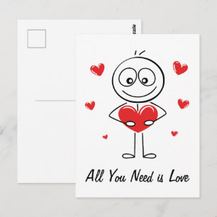 Postal Diseño de figura de palo linda Todo lo que necesit