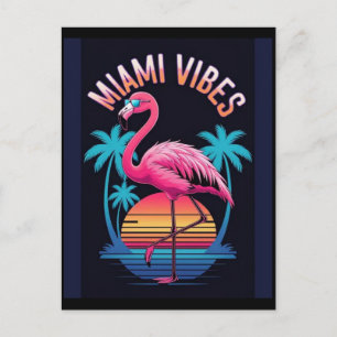 Postal Diseño de flamenco de verano de Miami Vibes-63454