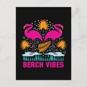 Postal Diseño de Flamencos Rosas Beach Vibes