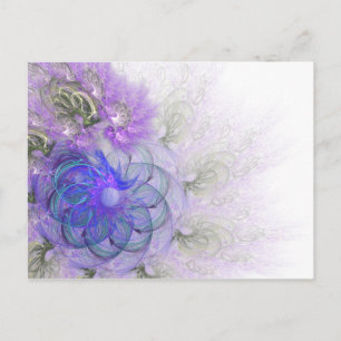 Postal Diseño de flor abstracta encaje púrpura y azul
