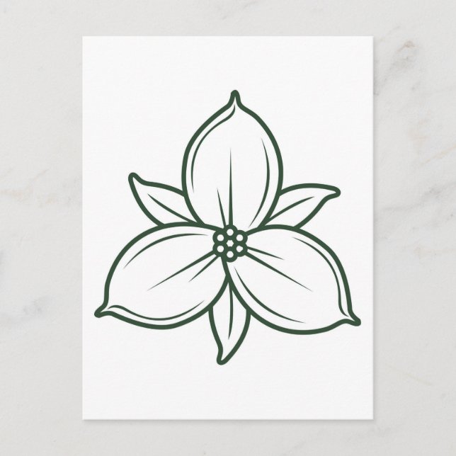 Postal diseño de flor trillium lineal elegante (Anverso)