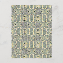 Postal Diseño de Flor Verde Abstracto Vintage