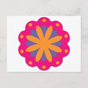 Postal Diseño de flores geométricas en negrita