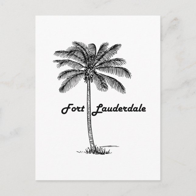 Postal Diseño de Fort Lauderdale & Palm en blanco y negro (Anverso)