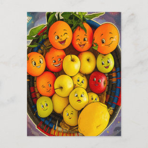 POSTAL DISEÑO DE FRUTA DIVERTIDO