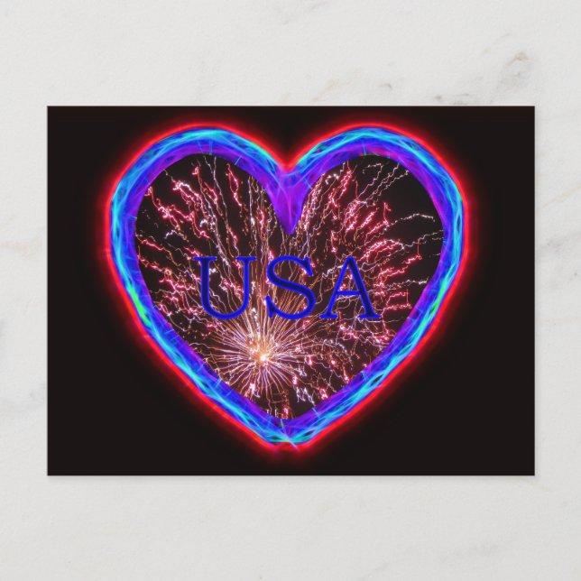 Postal Diseño de fuegos artificiales de USA Electric Hear (Anverso)