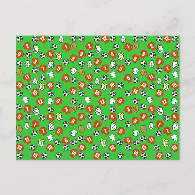 Postal Diseño de fútbol con Camisetas rojos (Anverso)