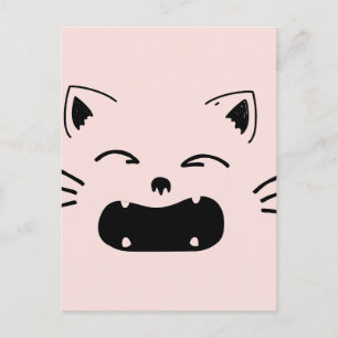 Postal Diseño de gato lindo   Obra de arte felina adorabl