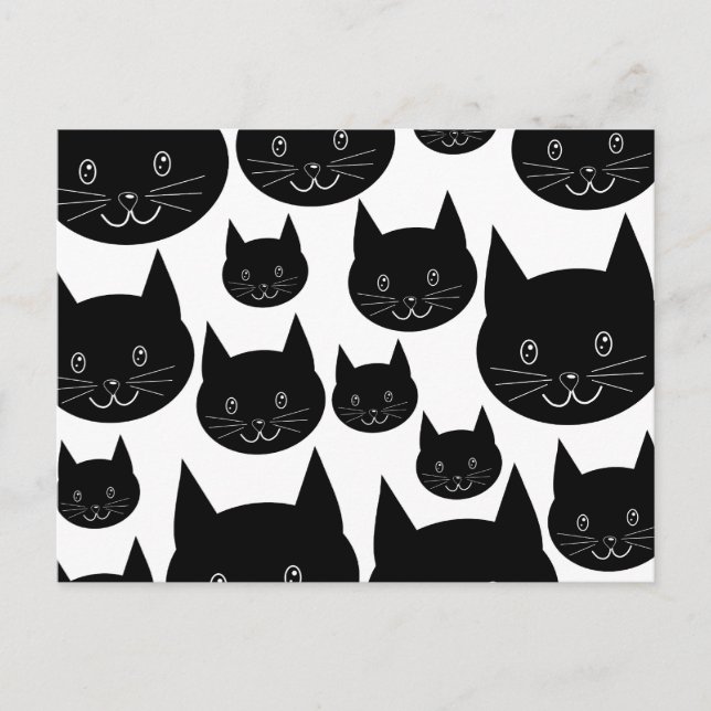 Postal Diseño de gato monocromo. (Anverso)
