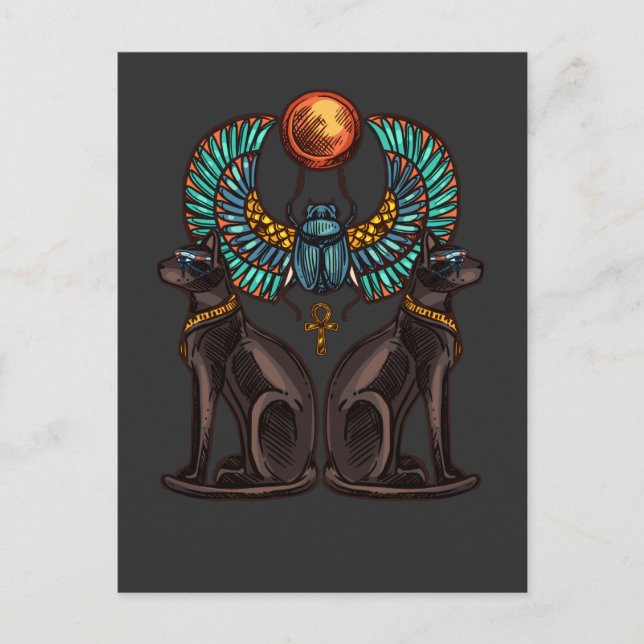 Postal Diseño de gatos egipcios Historia antigua (Anverso)