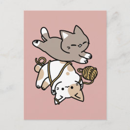 Postal Diseño de gatos lindos y juguetones – Arte diverti