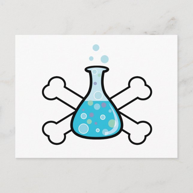 Postal diseño de geek beaker y cross-bone (Anverso)