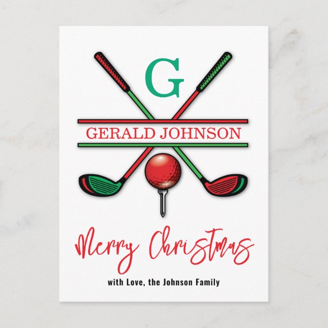 Postal Diseño de Golf Feliz Navidad y días festivos (Anverso)