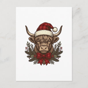 Postal Diseño de grabado vintage de vaca altlandesa de Na