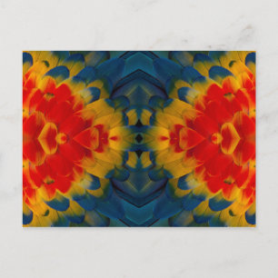Postal diseño de guacamayo escarlata caleidoscopio