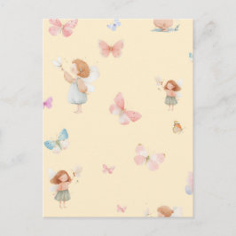 Postal Diseño de guardería de mariposa patrón de hada pas