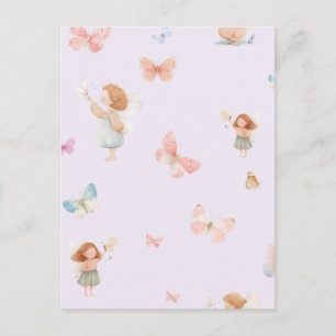 Postal Diseño de guardería de mariposa patrón de hada pas