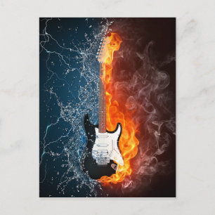 Postal Diseño de guitarra de agua e incendios de Guay