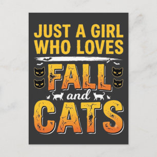 Postal Diseño de Halloween de chicas gatos de otoño_1