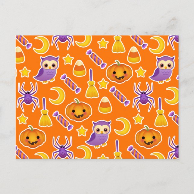 Postal Diseño de Halloween Personalizado con calabazas (Anverso)