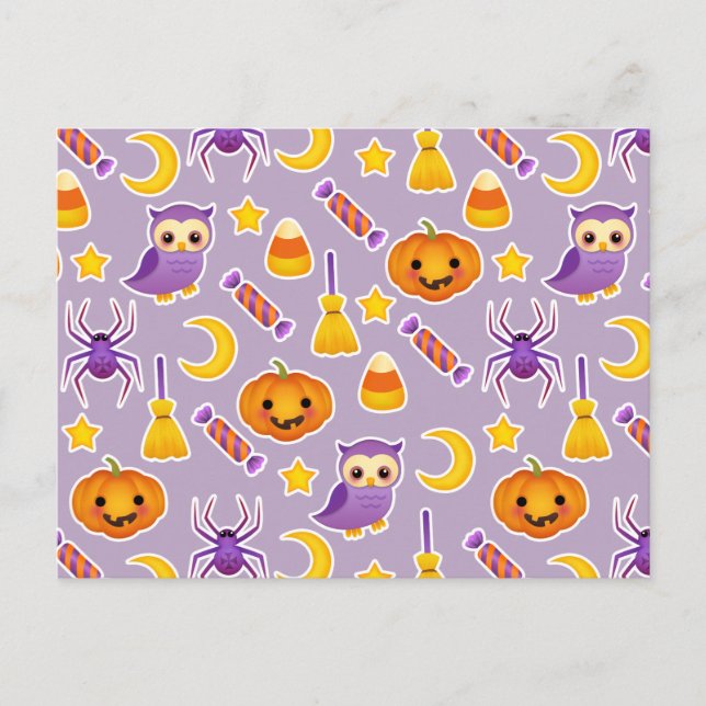 Postal Diseño de Halloween Personalizado Violet con calab (Anverso)