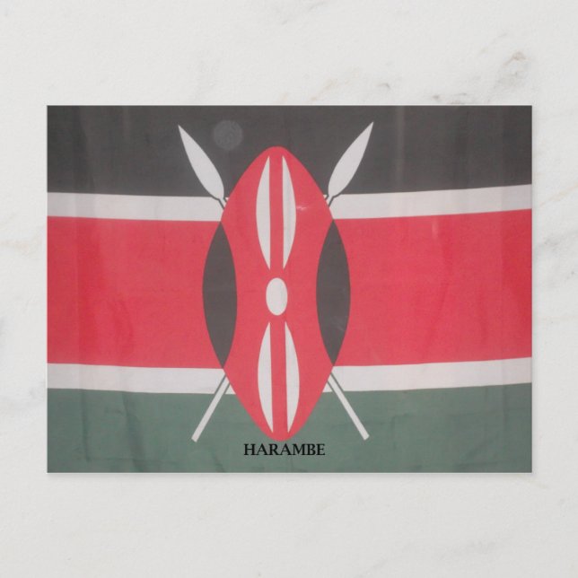 Postal Diseño de Harambe con la bandera de Kenia (Anverso)