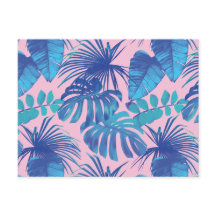 Diseño de hoja tropical rosa y azul