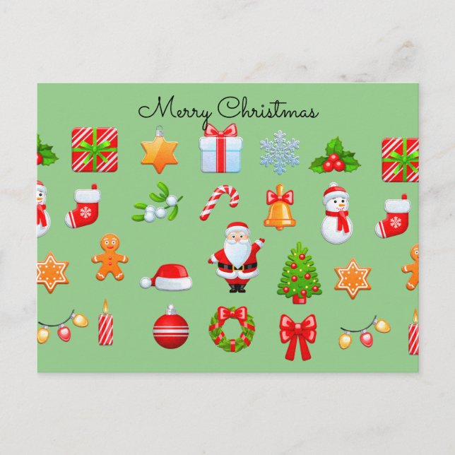 Postal Diseño de iconos para Navidades dulces (Anverso)
