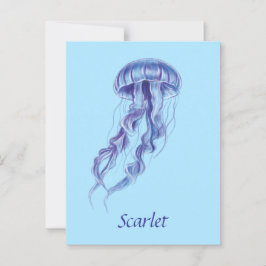 Postal Diseño de ilustracion Purple Jellyfish personaliza