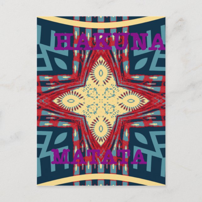 Postal Diseño de impresión de arte abstracto de texto Hak (Anverso)