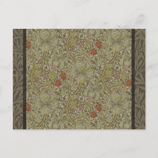 Postal Diseño de impresión de arte floral de lirio de sau (Anverso)